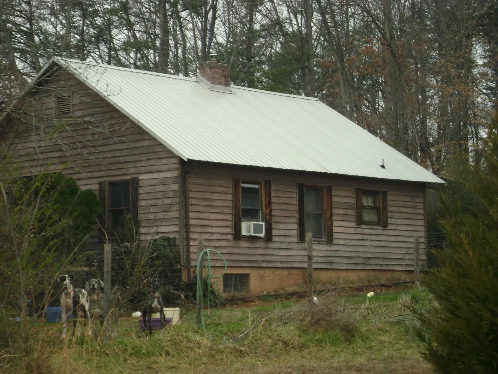 White metal roof on an old wood sided farmhouse, from a Asphalt Shingle Roof Repair job in Keller